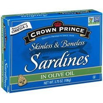 Crown Prince - Sardines, Skinless & Boneless Sardines in Pure Olive Oil (2 x 3.75oz)