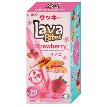 Unico Lava Bites Cookies Strawberry Flavour 200g