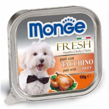 Monge Fresh Turkey Pate with Chunkies Tray Dog Food 100g