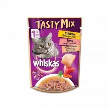 Whiskas Tasty Mix Pouch Chicken Tuna Carrot In Gravy 70g