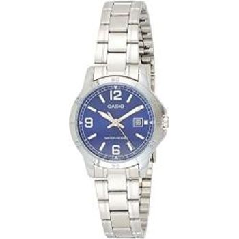 Casio Ltp-v004d-2b Women's Dress Stainless Steel Blue Dial Date Watch