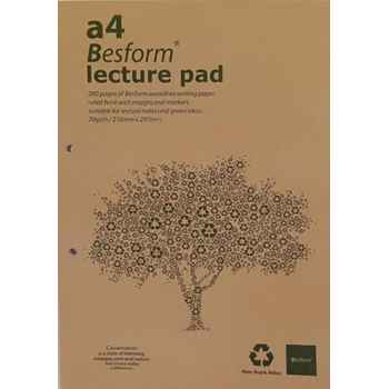 Besform A4 Recycled Lecture Pad 70gsm, 200 pages (Pack of 5)