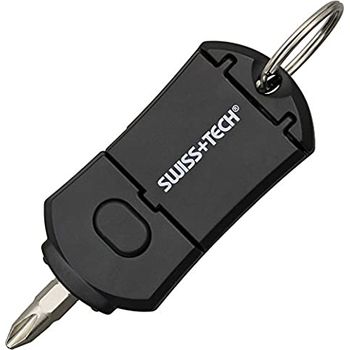 Swiss Tech Pocket Screwdriver Multi-tool Set Black 6-in-1 Tool With Led Flashlight Key Ring