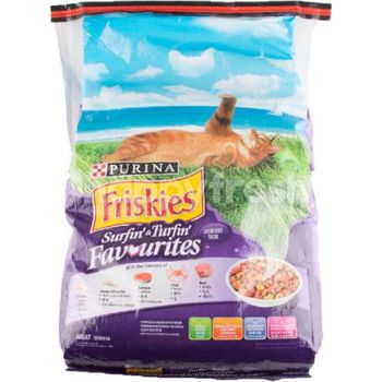 Purina Friskies Surfin' & Turfin' Favourites Chicken Ocean Whitefish Salmon Crab Beef Flavored Adult Cat Food