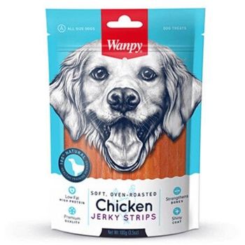 Moderna Wanpy Dog Treat Oven Roasted Chicken Jerky Strip 100g