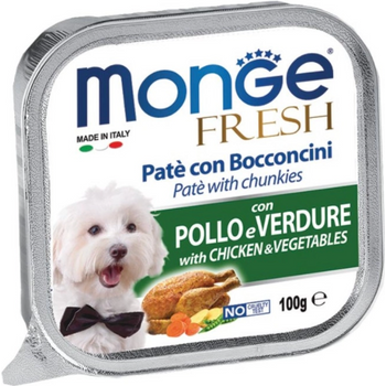 Monge Fresh Chicken And Vegetables Pate with Chunkies Tray Dog Food 100g