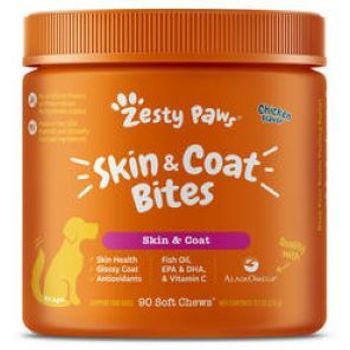 Zesty Paws Dog Omega Bites Skin & Coat Chicken 90 Soft Chews 360g