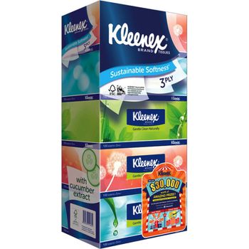 Kleenex Facial Tissues 3 Ply 5 x 100 Sachet