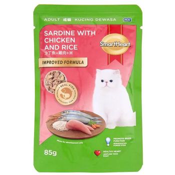SmartHeart Cat Pouch Sardine With Chicken And Rice 85g