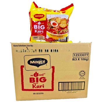 Maggi 2-Minute Big Instant Noodles – Curry Flavour (40 Packs - 8 OuterBags x 5 x 106g)