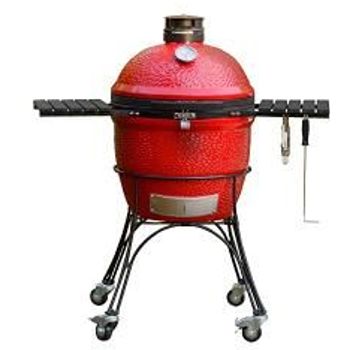 Kamado Joe Kj23rhc Classic Joe Ii 18inch Charcoal Grill With Cart And Side Shelves Blaze Red