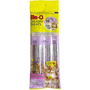 Me-O Creamy Cat Treats Kitten Tuna With Goat Milk 4x15g