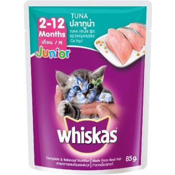 Whiskas Pouch Junior Kitten Wet Food From Real Fish Tuna Flavor 85g