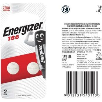 Energizer 186 1.5v Button Cell Battery 2pcs