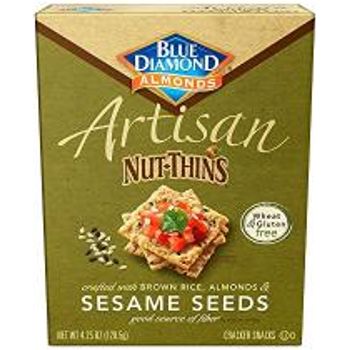 Blue Diamond Almond Artisan Nut Thins Cracker Crisps Sesame Seeds 4.25 Ounce