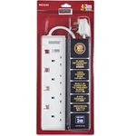 Morries 4 Way Extension Cord with Surge Protector 3m
