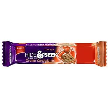 Parle Platina Hide & Seek Orange Flavoured Choco Chip Creme Sandwiches 125g