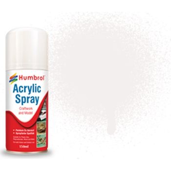 Humbrol Acrylic Spray Matt Shade 34 Paint Model Kit 150ml White