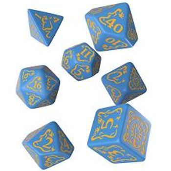 Q Workshop Pathfinder Ruins Of Azlant Rpg Ornamented Dice Set 7 Polyhedral Pieces Blue Standard 15mm 17mm