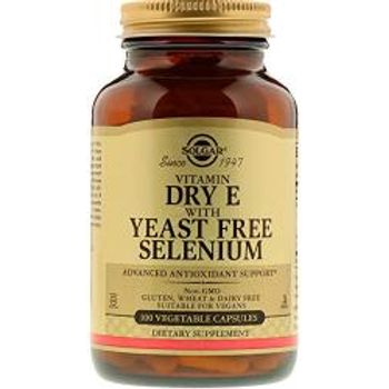 Solgar Dry Vitamin E with Yeast Selenium 100 Vegetable Capsules