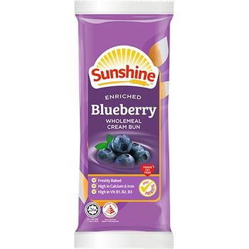 Sunshine Enriched Blueberry Wholemeal Cream Bun 65g
