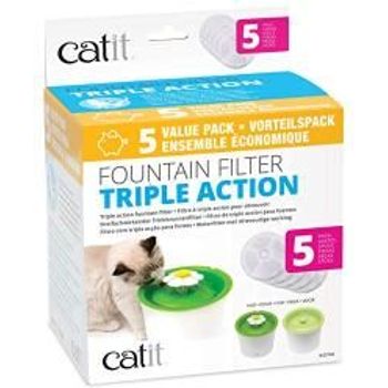 Catit Replacement Filters Triple Action Filters For Flower Water Fountain Dispenser Pack Of 5