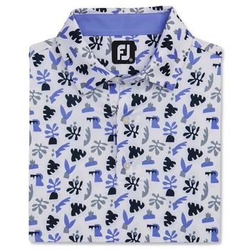 FootJoy Jungle Leaf Lisle Self Collar White / Blue Violet / Navy