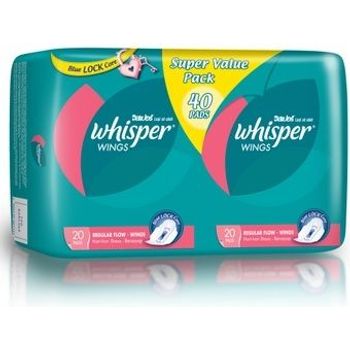 Whisper Wings Regular Flow Pads 40pc