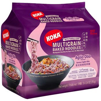 Koka Multigrain Purple Corn Noodles - Aglio Olio (5 x 70g)