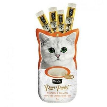 Kit Cat Purr Puree Chicken And Salmon Cat Treats Sachets 4x15g