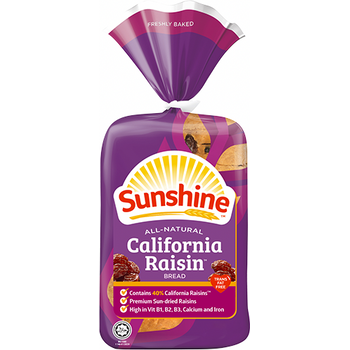 Sunshine All Natural California Raisin Bread 400g