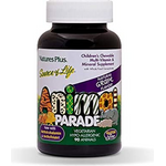 NaturesPlus Animal Parade Source of Life Children's Chewable Multivitamin Grape Flavor 90 Animal Shaped Tablets Promotes Health and Wellbeing Vegetarian Gluten 45 Servings