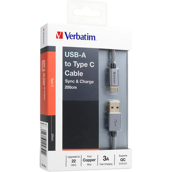 Verbatim Sync And Charge USB-A to Type C Cable 22AWG