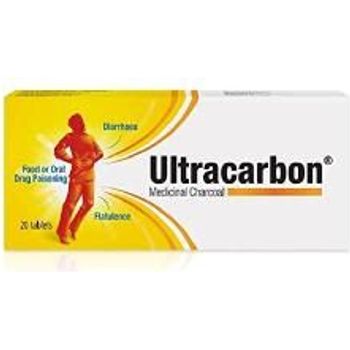 Ultracarbon 250mg For Fast Relief Of Diarrhoea Food Poisoning Flatulence 20 Tablets