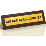 Boxer Gifts Big Bad Bean Counter Wooden Desk Sign Brown