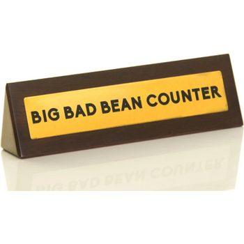 Boxer Gifts Big Bad Bean Counter Wooden Desk Sign Brown