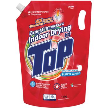 TOP LIQUID DETERGENT SUPER WHITE REFILL 1.6KG