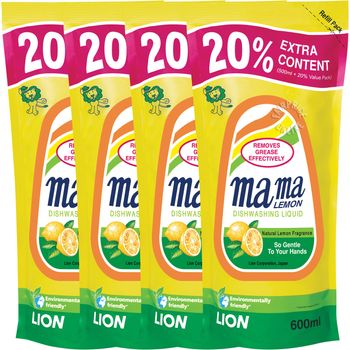 Mama Lemon Dishwashing Liquid Refill Lemon 600ml
