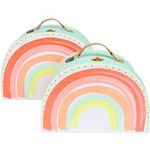Meri Meri Rainbow Suitcase Set Of 2 Laminated Cardboard With Leather Handle And Metal Clasp