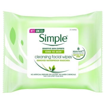 Bundle of 2pcs Simple Kind to Skin Cleansing Facial Wipes 25pcs each pack X 2packs