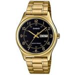 Casio Mtp-v006g-1b Men's Gold Tone Stainless Steel Easy Reader Black Dial Day Date Analog Dress Watch