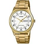 Casio Mtp-v006g-7b Men's Gold Tone Stainless Steel Easy Reader White Dial Day Date Analog Dress Watch