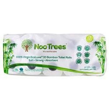 Nootrees Bamboo 3ply Bathroom Tissue 220 Sheets 10 Rolls Ecofriendly 100 Percent Biodegradable Sustainable Hypoallergenic Ultra Absorbent Velvety Soft Fsc Certified