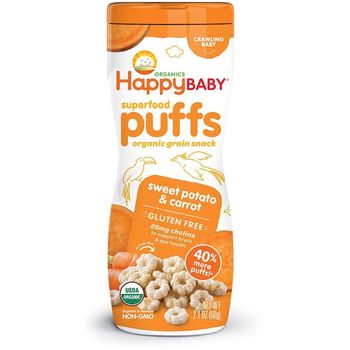 Happy Baby Organic Sweet Potato and Carrot Puffs 60g