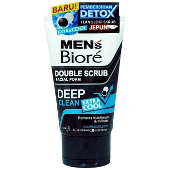 Biore Mens Double Scrub Facial Foam Deep Clean Extra Cool 50g