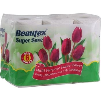 Beautex 2 Ply Supersave Kitchen Towel 6 x 60 Sheets