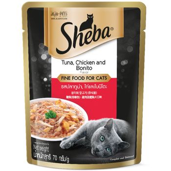 Sheba Tuna And Chicken With Bonito Flakes Pouch 70g
