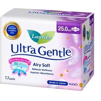 Laurier Ultra Gentle Airy Soft Day Ultra Slim Wing 25cm 17pcs