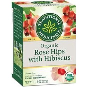 Traditional Medicinals Organic Rose Hips With Hibiscus Herbal Leaf Tea 16 Tea Bags Pack Of 6