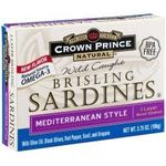 Crown Prince Natural One Layer Brisling Sardines Mediterranean Style 106g